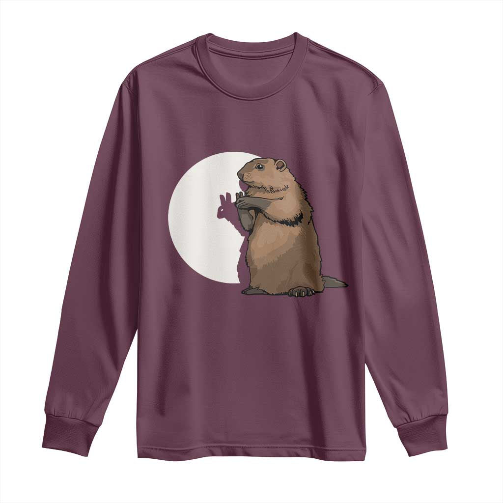 Groundhog Shadow Meteorlogy Long Sleeve Shirt Woodchuck Puppet Funny Gift