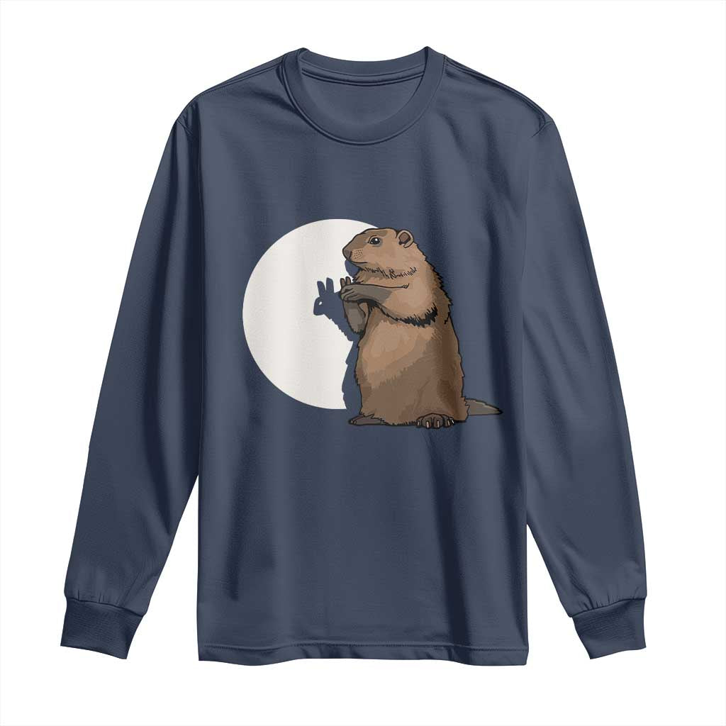 Groundhog Shadow Meteorlogy Long Sleeve Shirt Woodchuck Puppet Funny Gift