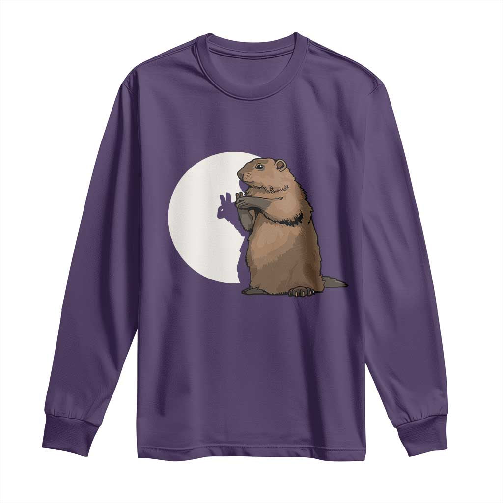 Groundhog Shadow Meteorlogy Long Sleeve Shirt Woodchuck Puppet Funny Gift