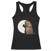 Groundhog Shadow Meteorlogy Racerback Tank Top Woodchuck Puppet Funny Gift