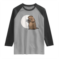 Groundhog Shadow Meteorlogy Raglan Shirt Woodchuck Puppet Funny Gift