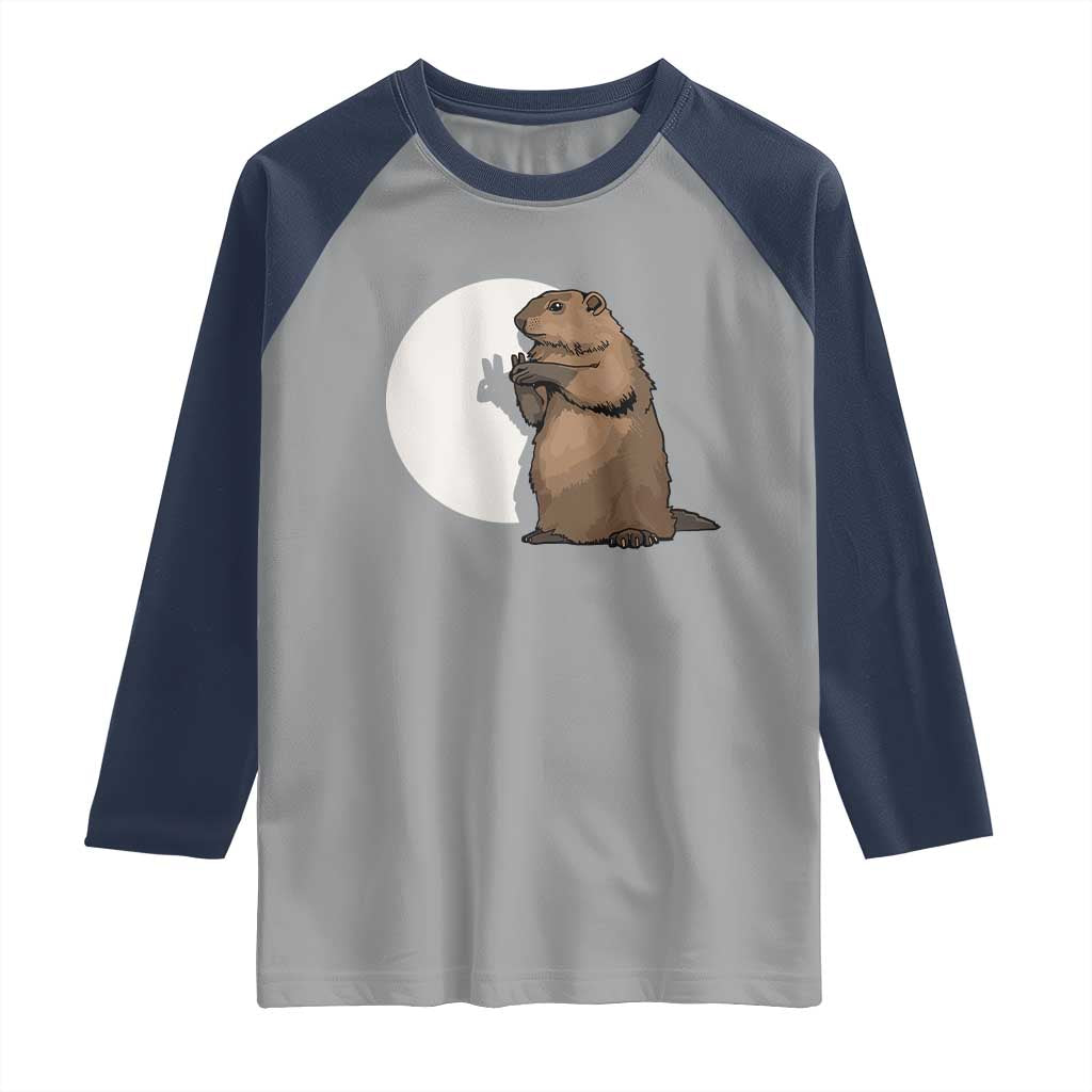 Groundhog Shadow Meteorlogy Raglan Shirt Woodchuck Puppet Funny Gift