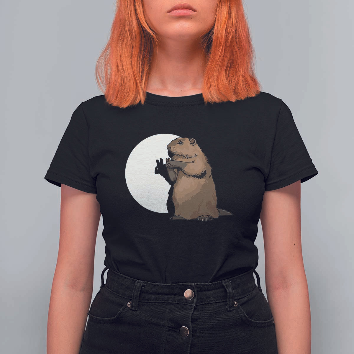 Groundhog Shadow Meteorlogy T Shirt For Women Woodchuck Puppet Funny Gift