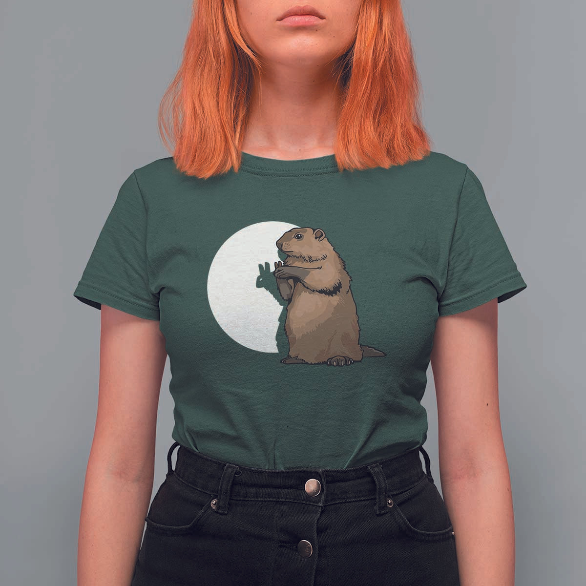 Groundhog Shadow Meteorlogy T Shirt For Women Woodchuck Puppet Funny Gift