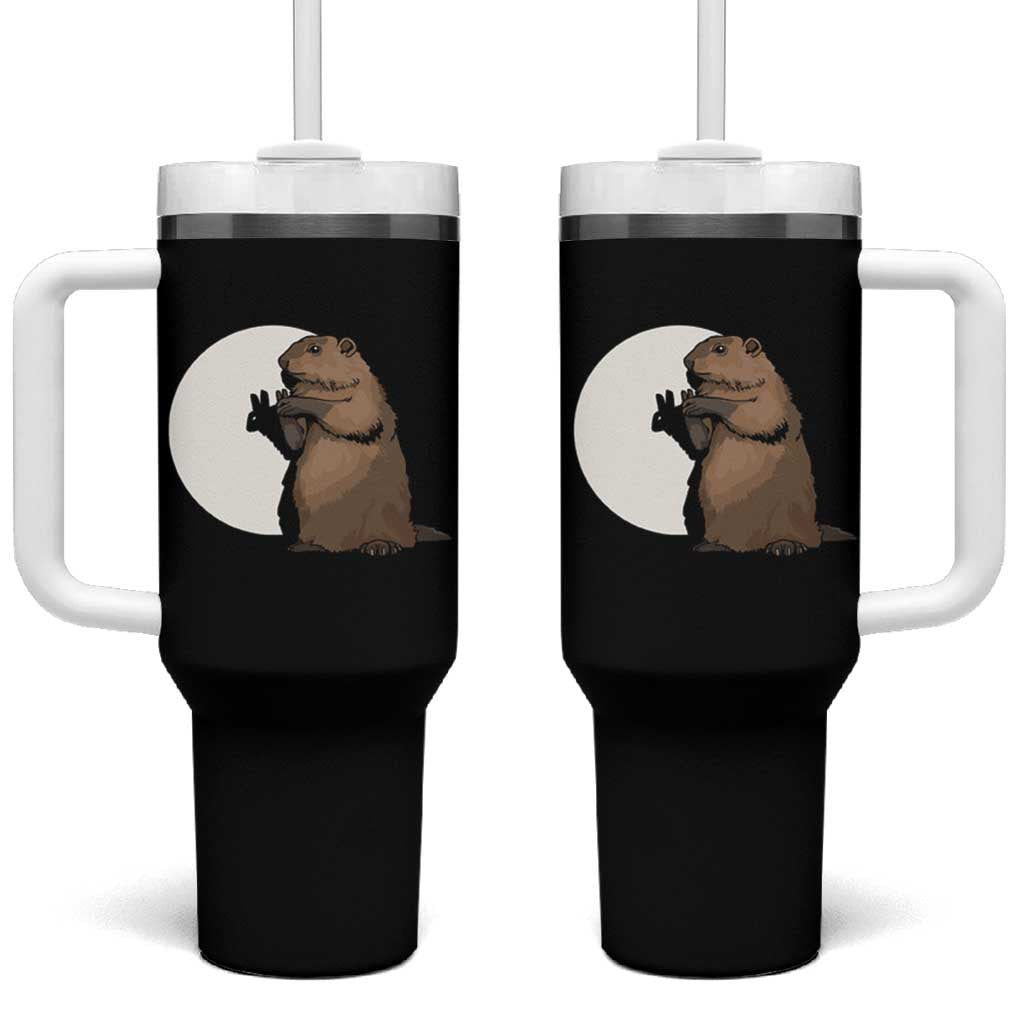 Groundhog Shadow Meteorlogy Tumbler With Handle Woodchuck Puppet Funny Gift