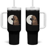 Groundhog Shadow Meteorlogy Tumbler With Handle Woodchuck Puppet Funny Gift