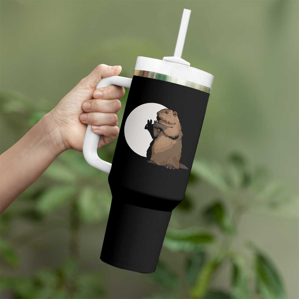 Groundhog Shadow Meteorlogy Tumbler With Handle Woodchuck Puppet Funny Gift