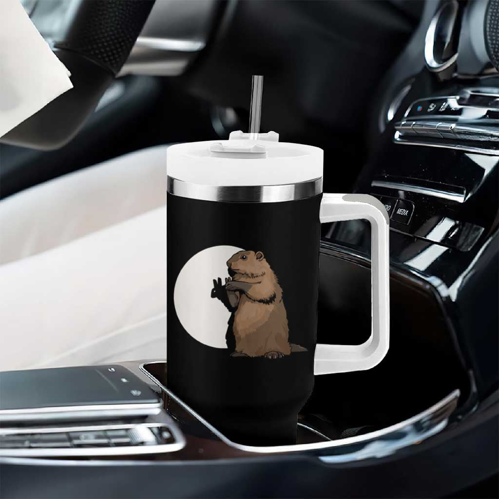 Groundhog Shadow Meteorlogy Tumbler With Handle Woodchuck Puppet Funny Gift