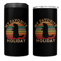 Groundhog Day 4 in 1 Can Cooler Tumbler My Favorite Holiday Ground Hog Shadow Retro Sunset