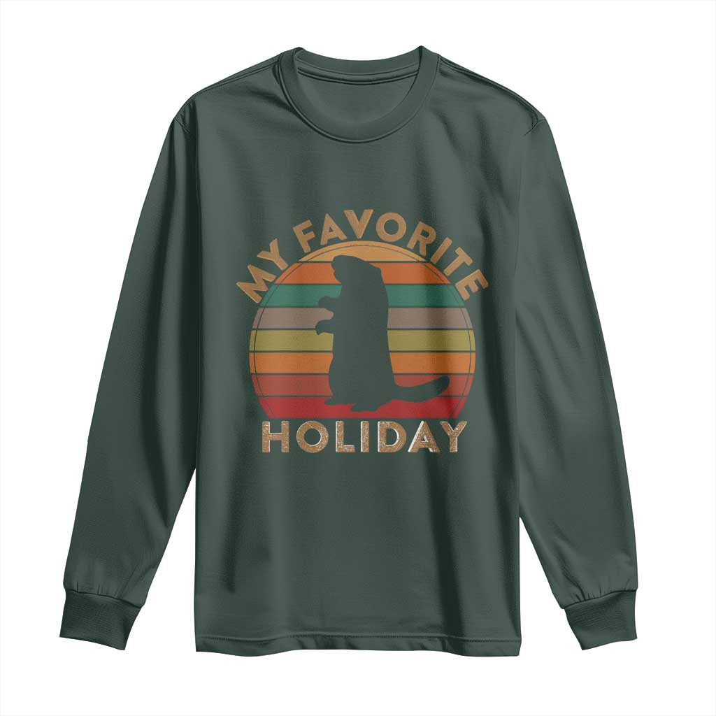 Groundhog Day Long Sleeve Shirt My Favorite Holiday Ground Hog Shadow Retro Sunset