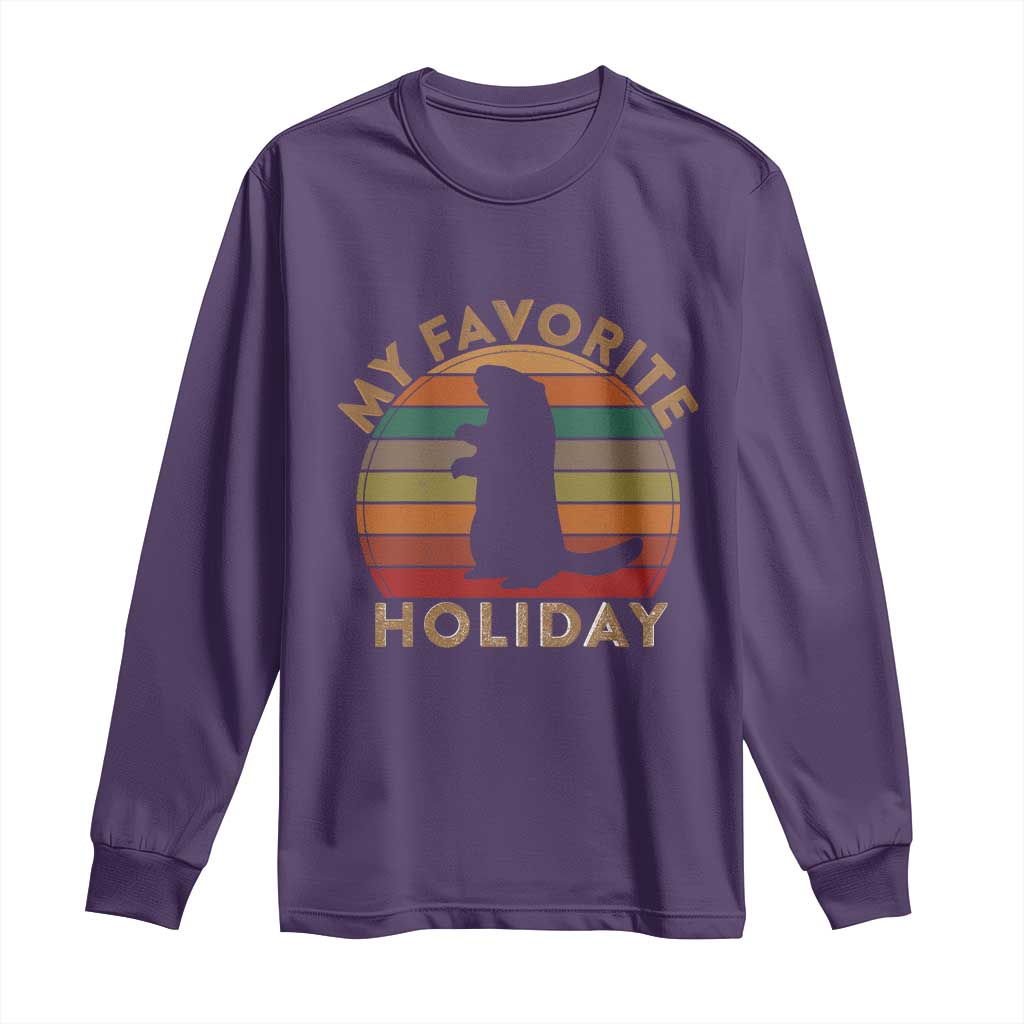 Groundhog Day Long Sleeve Shirt My Favorite Holiday Ground Hog Shadow Retro Sunset