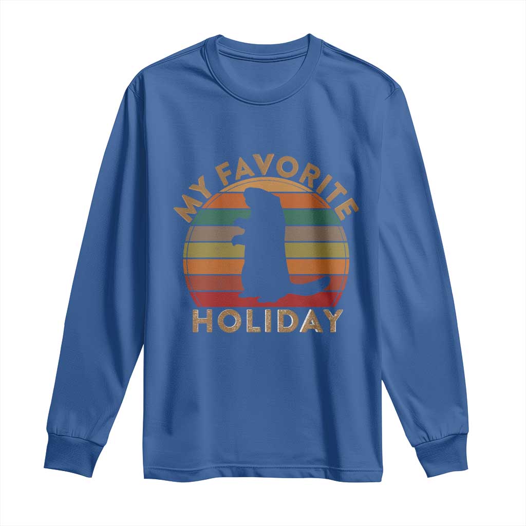 Groundhog Day Long Sleeve Shirt My Favorite Holiday Ground Hog Shadow Retro Sunset