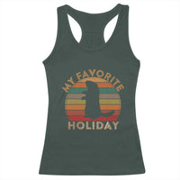 Groundhog Day Racerback Tank Top My Favorite Holiday Ground Hog Shadow Retro Sunset
