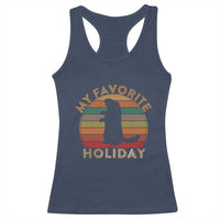 Groundhog Day Racerback Tank Top My Favorite Holiday Ground Hog Shadow Retro Sunset