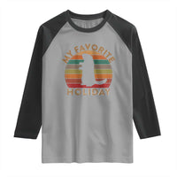 Groundhog Day Raglan Shirt My Favorite Holiday Ground Hog Shadow Retro Sunset
