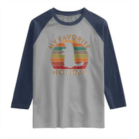 Groundhog Day Raglan Shirt My Favorite Holiday Ground Hog Shadow Retro Sunset