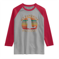 Groundhog Day Raglan Shirt My Favorite Holiday Ground Hog Shadow Retro Sunset