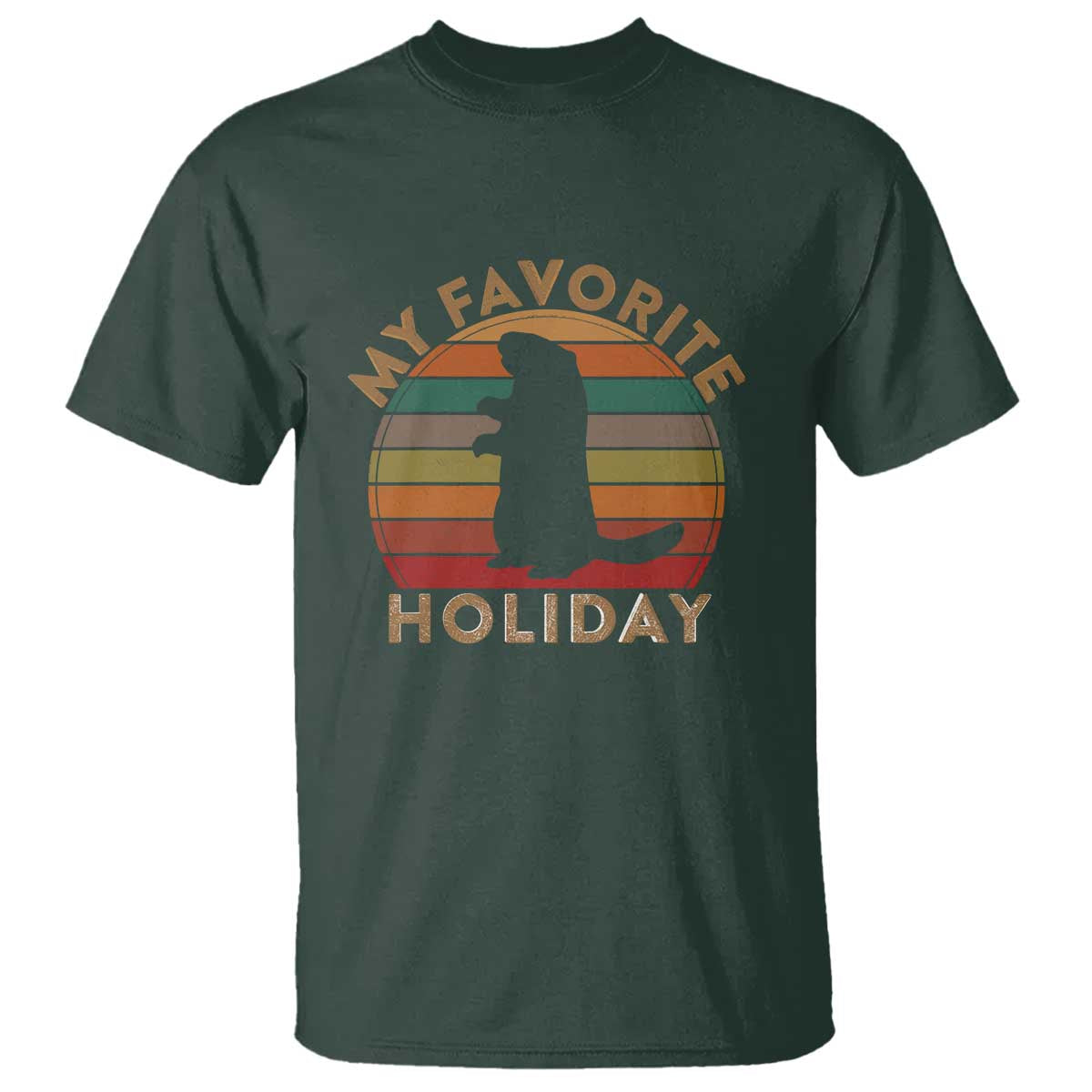 Groundhog Day T Shirt My Favorite Holiday Ground Hog Shadow Retro Sunset