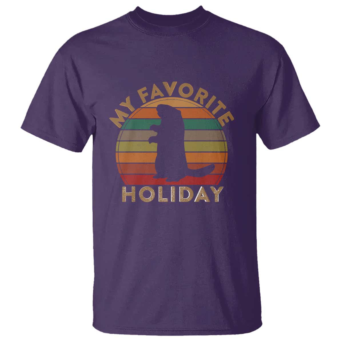 Groundhog Day T Shirt My Favorite Holiday Ground Hog Shadow Retro Sunset