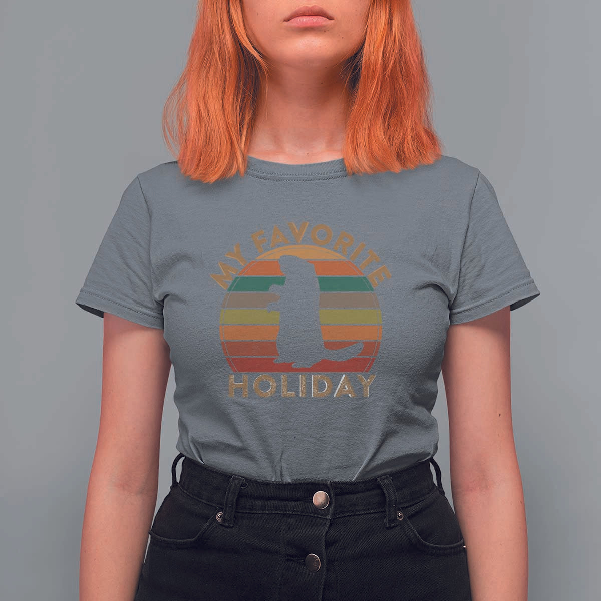 Groundhog Day T Shirt For Women My Favorite Holiday Ground Hog Shadow Retro Sunset
