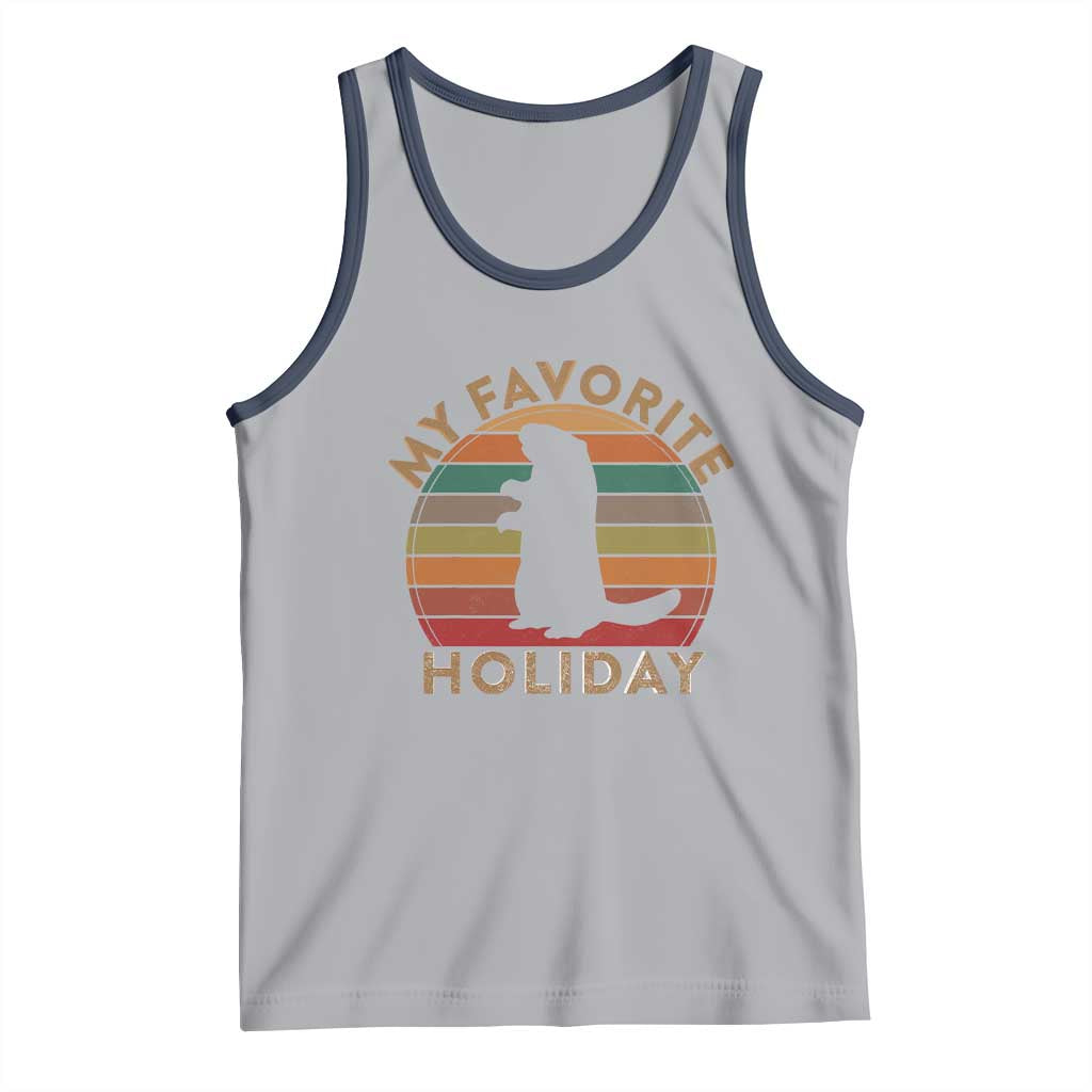 Groundhog Day Tank Top My Favorite Holiday Ground Hog Shadow Retro Sunset