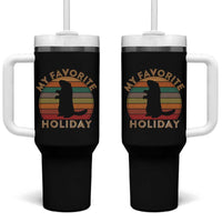 Groundhog Day Tumbler With Handle My Favorite Holiday Ground Hog Shadow Retro Sunset