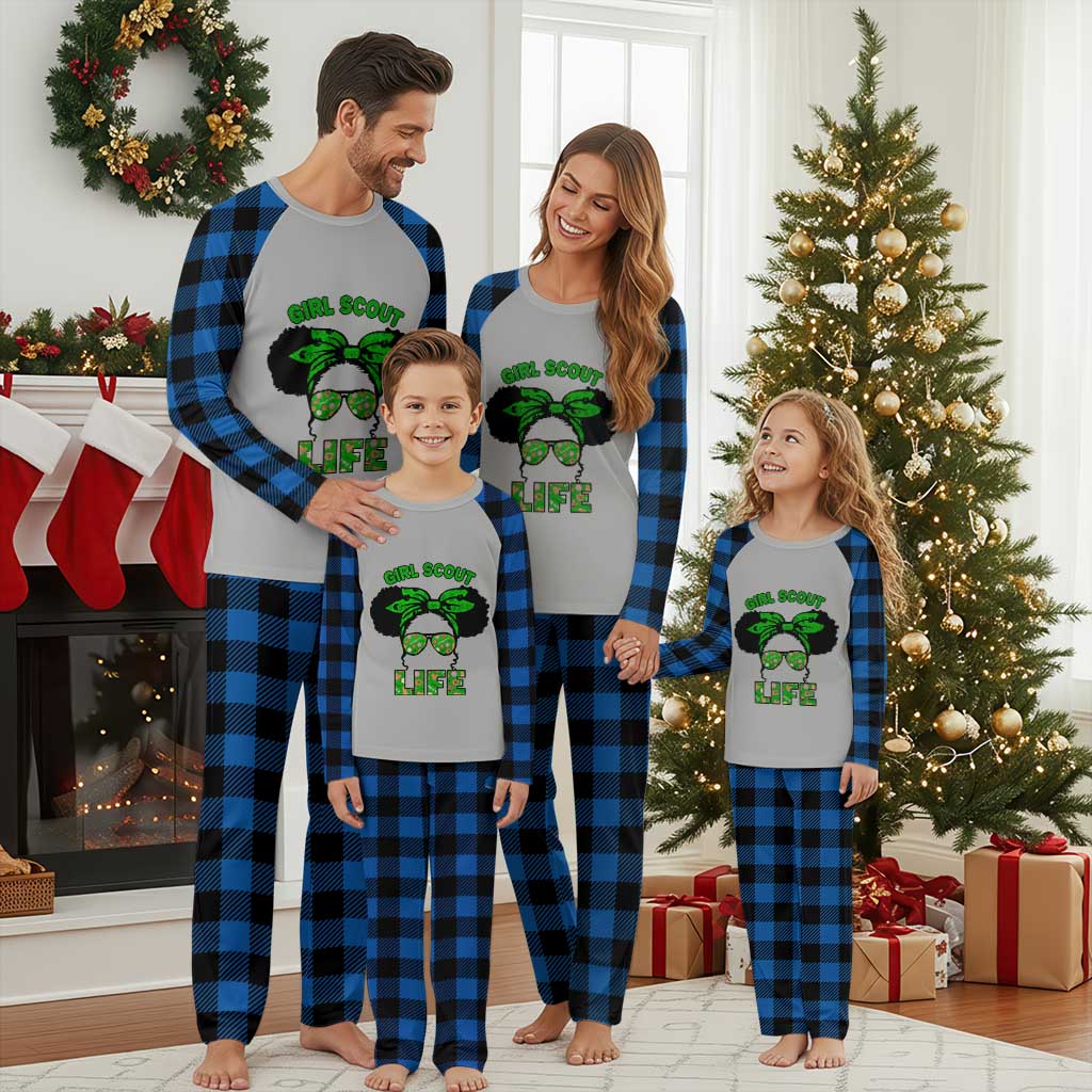 Scout Girl Cookie Dealer Plaid Pajama Set Troop Leader Little Messy Bun - Wonder Print Shop