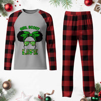 Scout Girl Cookie Dealer Plaid Pajama Set Troop Leader Little Messy Bun - Wonder Print Shop