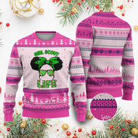 Scout Girl Cookie Dealer Ugly Christmas Sweater Troop Leader Little Messy Bun - Wonder Print Shop