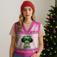 Scout Girl Cookie Dealer V-Neck Knit Sweater Vest Troop Leader Little Messy Bun - Wonder Print Shop