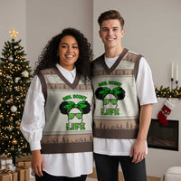 Scout Girl Cookie Dealer V-Neck Knit Sweater Vest Troop Leader Little Messy Bun - Wonder Print Shop