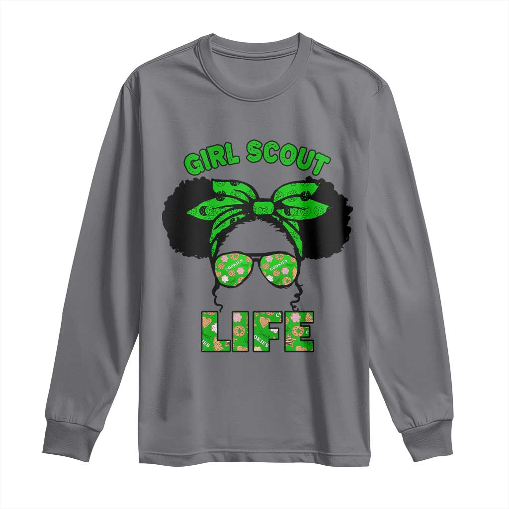 Scout Girl Cookie Dealer Long Sleeve Shirt Troop Leader Little Messy Bun - Wonder Print Shop
