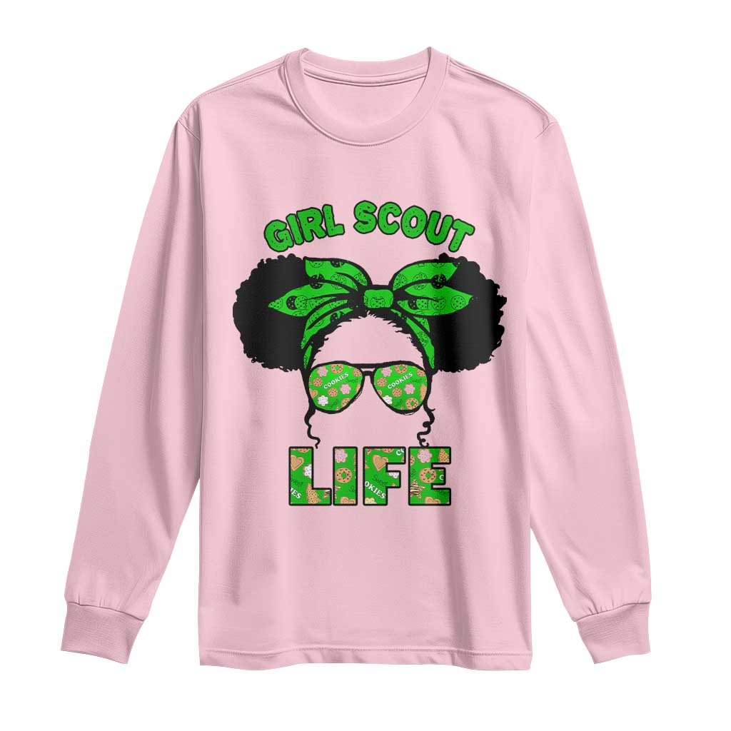 Scout Girl Cookie Dealer Long Sleeve Shirt Troop Leader Little Messy Bun - Wonder Print Shop