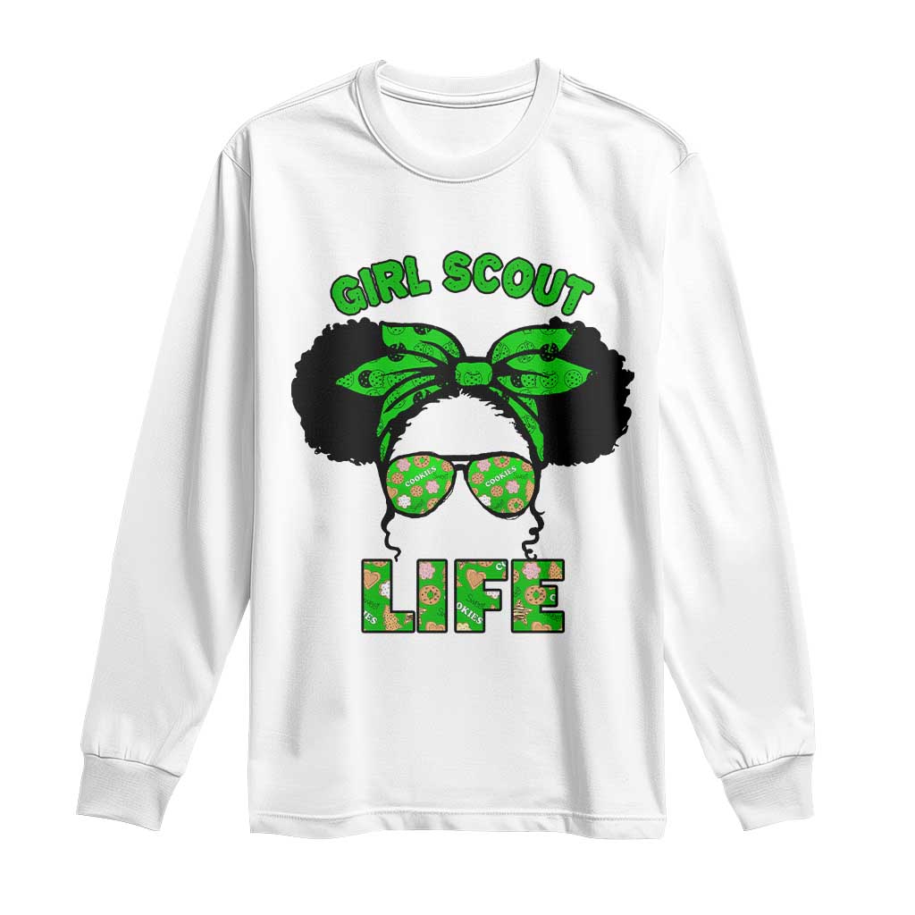 Scout Girl Cookie Dealer Long Sleeve Shirt Troop Leader Little Messy Bun - Wonder Print Shop