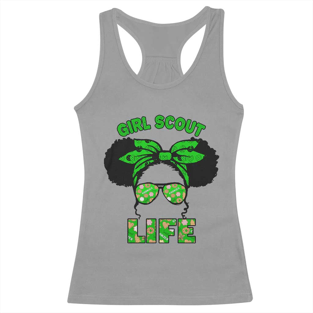 Scout Girl Cookie Dealer Racerback Tank Top Troop Leader Little Messy Bun - Wonder Print Shop