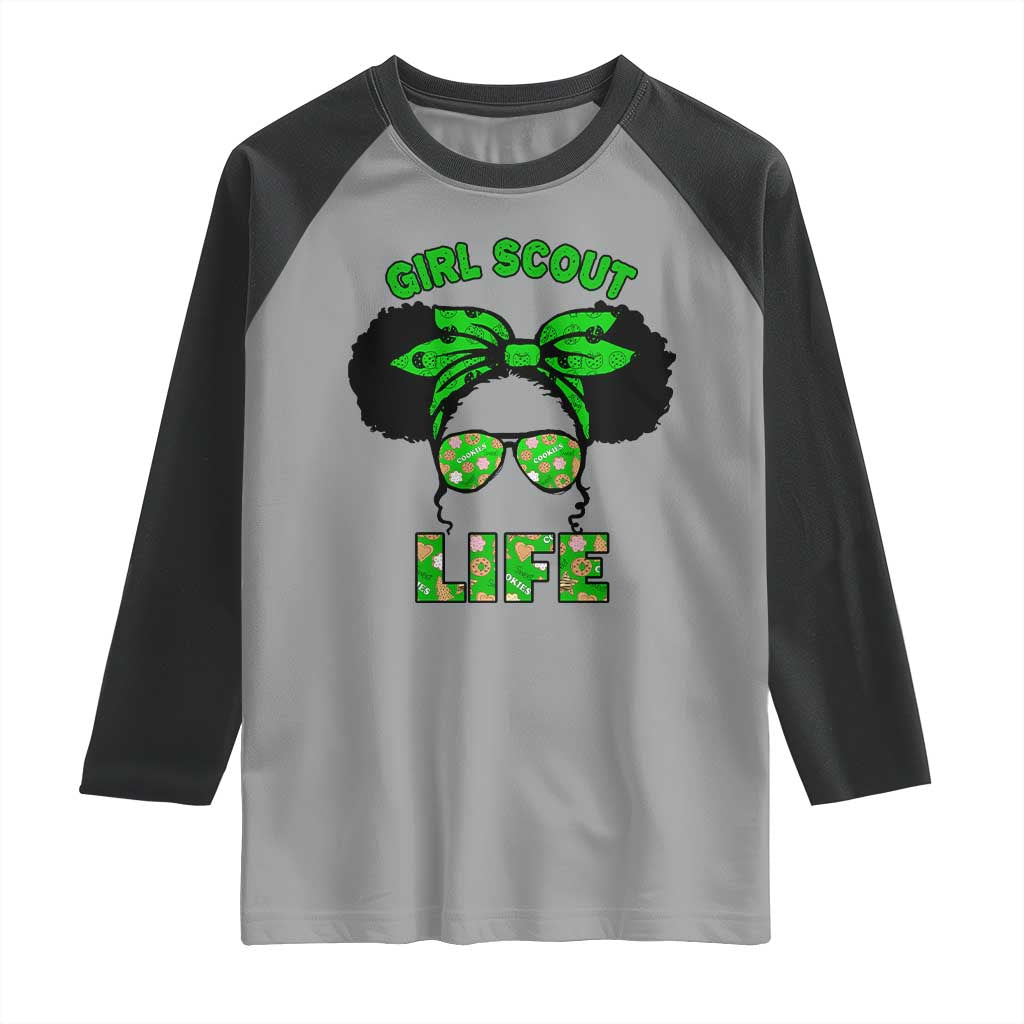 Scout Girl Cookie Dealer Raglan Shirt Troop Leader Little Messy Bun - Wonder Print Shop