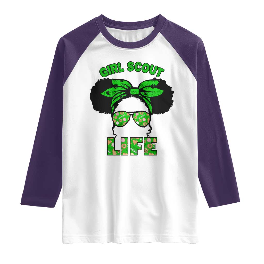 Scout Girl Cookie Dealer Raglan Shirt Troop Leader Little Messy Bun - Wonder Print Shop