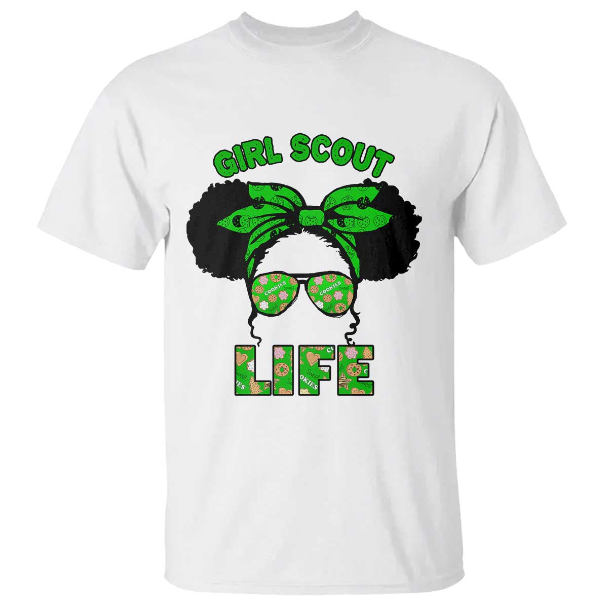 Scout Girl Cookie Dealer T Shirt Troop Leader Little Messy Bun TS02