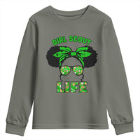 Scout Girl Cookie Dealer Youth Sweatshirt Troop Leader Little Messy Bun - Wonder Print Shop