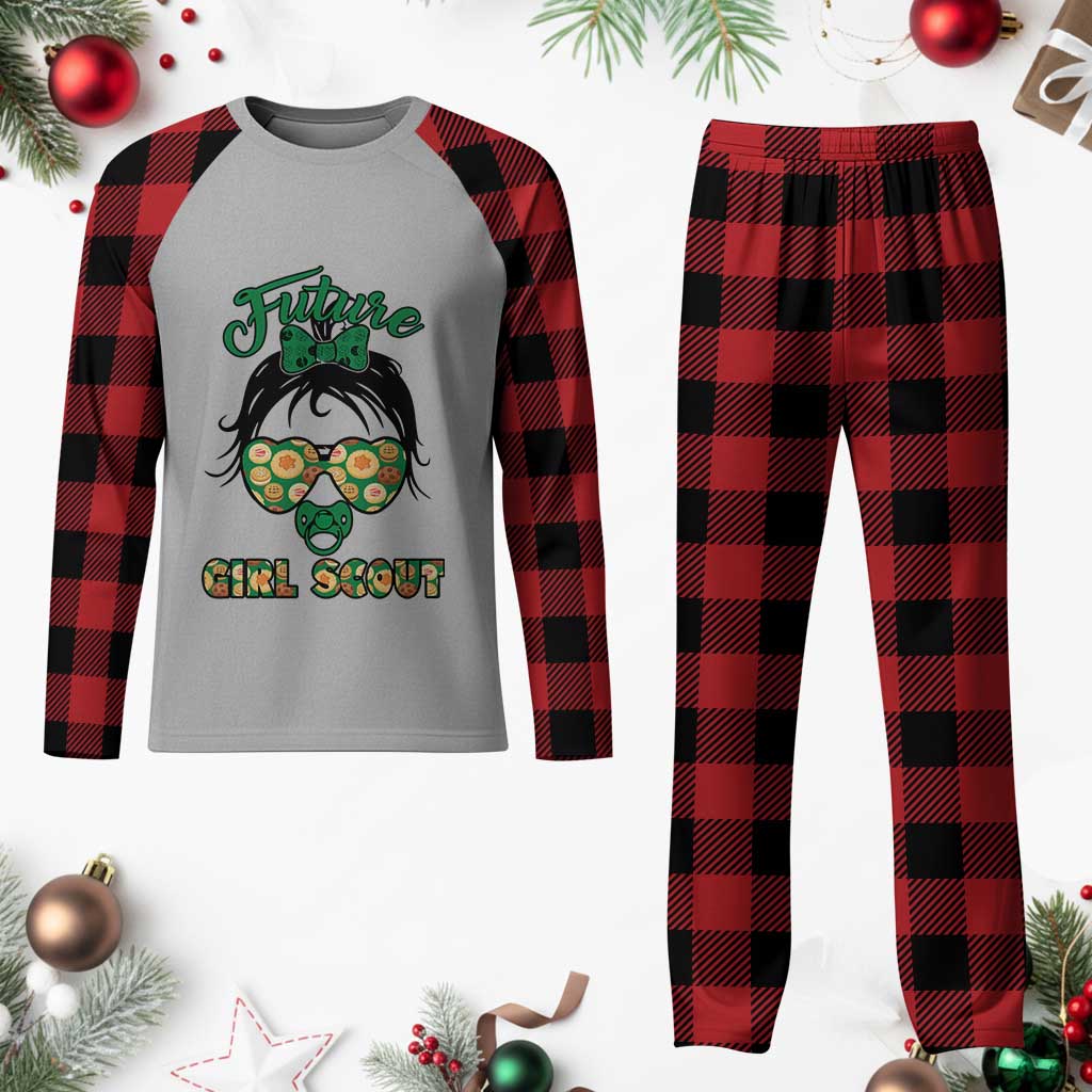 Scout Girl Cookie Dealer Plaid Pajama Set Troop Leader Kidlife Little Bun - Wonder Print Shop