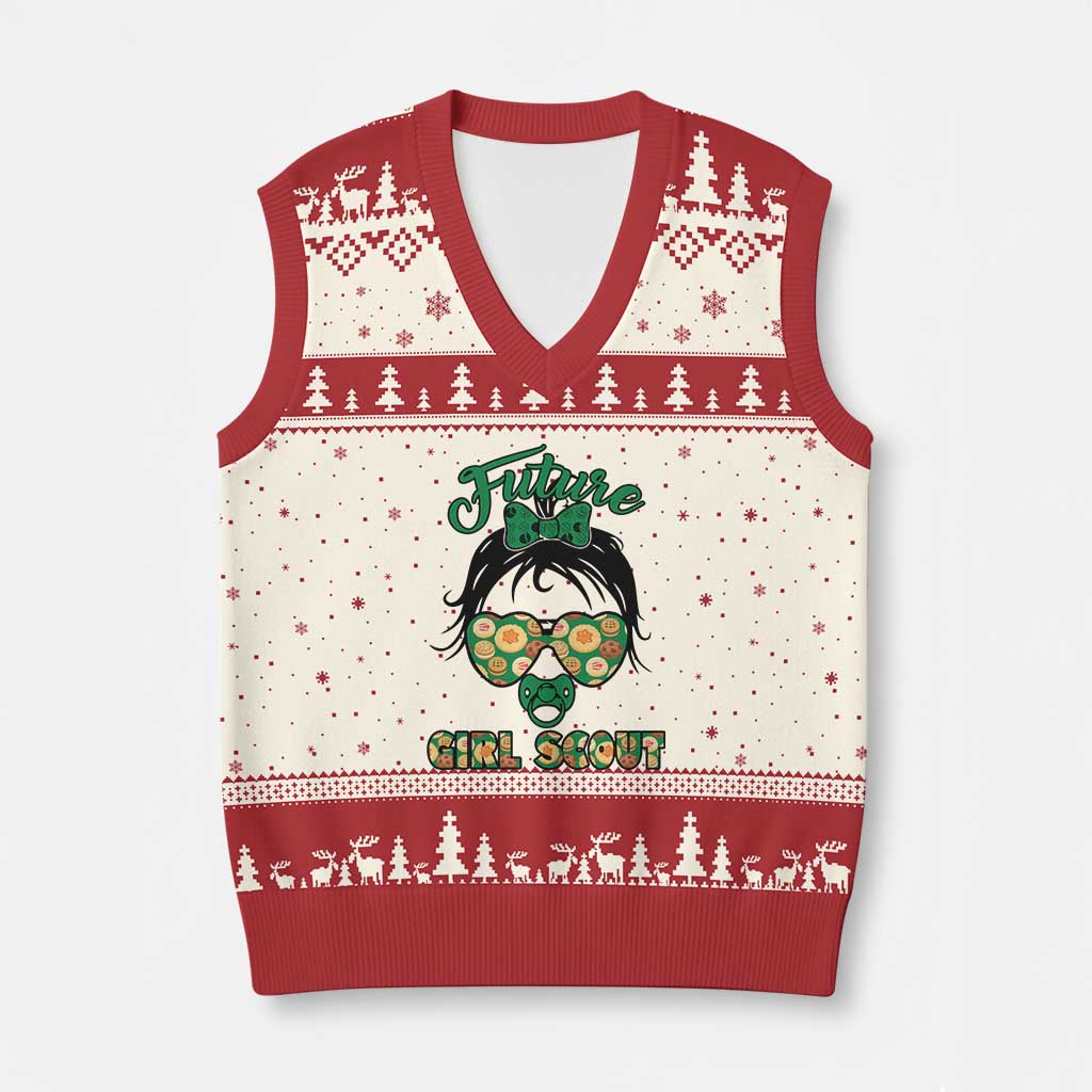 Scout Girl Cookie Dealer V-Neck Knit Sweater Vest Troop Leader Kidlife Little Bun - Wonder Print Shop