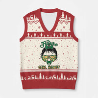 Scout Girl Cookie Dealer V-Neck Knit Sweater Vest Troop Leader Kidlife Little Bun - Wonder Print Shop