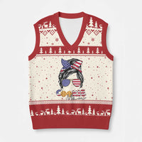 Scout Girl Mom V-Neck Knit Sweater Vest American Proud Cookie Mom Troop Leader Family Matching - Wonder Print Shop