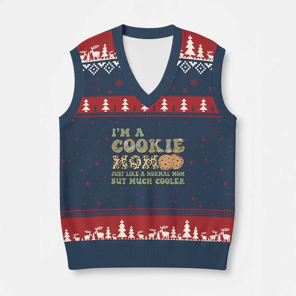 Funny Scout Girl Mom V-Neck Knit Sweater Vest I'm A Cookie Mom Cookie Dealer Troop Leader - Wonder Print Shop