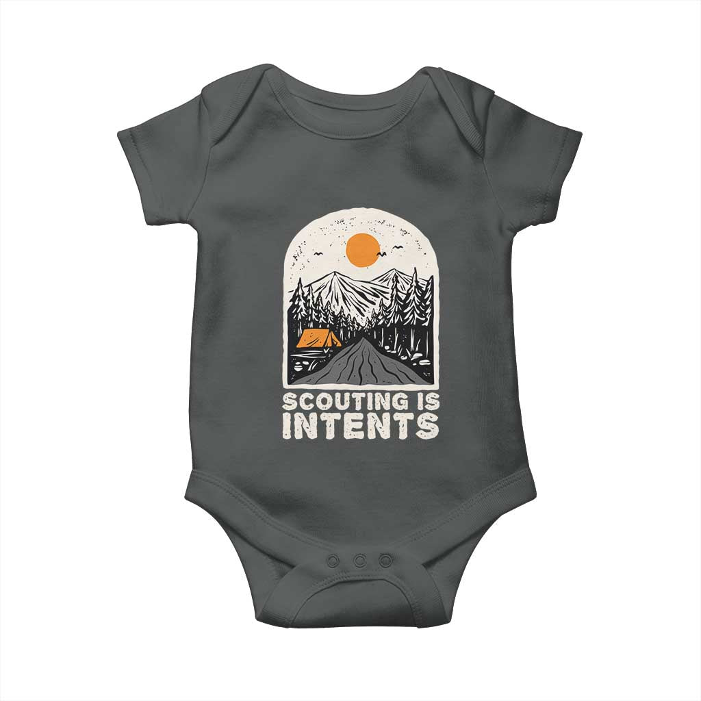 Funny Scout Camping Baby Onesie Scouting Is Intents Hiking Camper Outdoors Adventure - Wonder Print Shop