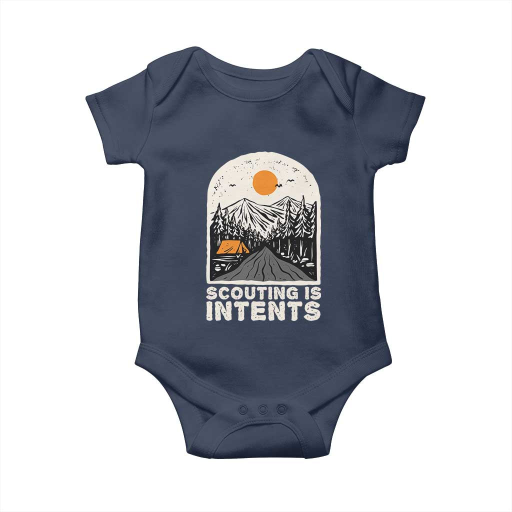 Funny Scout Camping Baby Onesie Scouting Is Intents Hiking Camper Outdoors Adventure - Wonder Print Shop