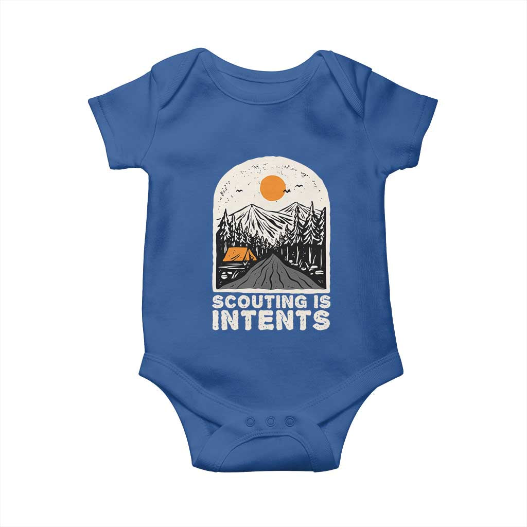 Funny Scout Camping Baby Onesie Scouting Is Intents Hiking Camper Outdoors Adventure - Wonder Print Shop