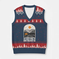 Funny Camping Is Intent V-Neck Knit Sweater Vest For Camper Hiking Outdoors Adventure Lover - Wonder Print Shop