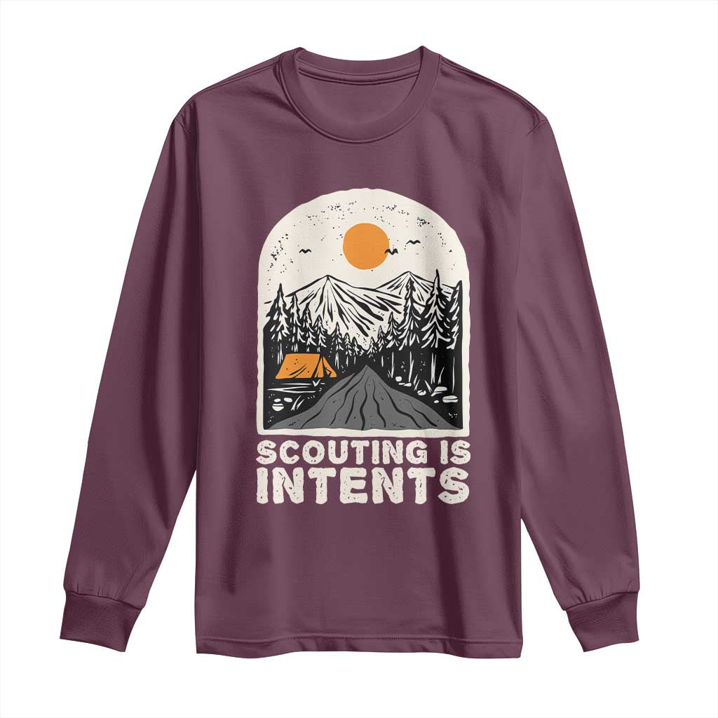 Funny Scout Camping Long Sleeve Shirt Scouting Is Intents Hiking Camper Outdoors Adventure - Wonder Print Shop