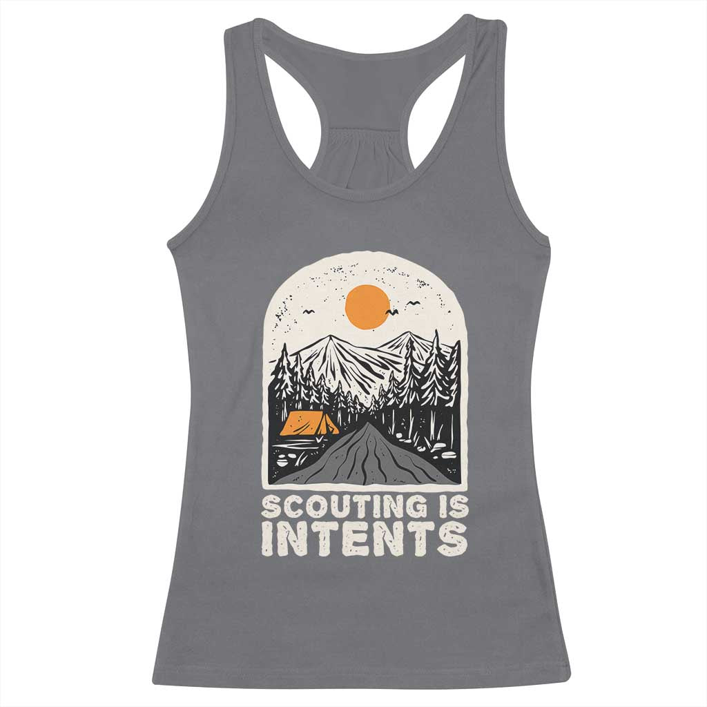Funny Scout Camping Racerback Tank Top Scouting Is Intents Hiking Camper Outdoors Adventure - Wonder Print Shop